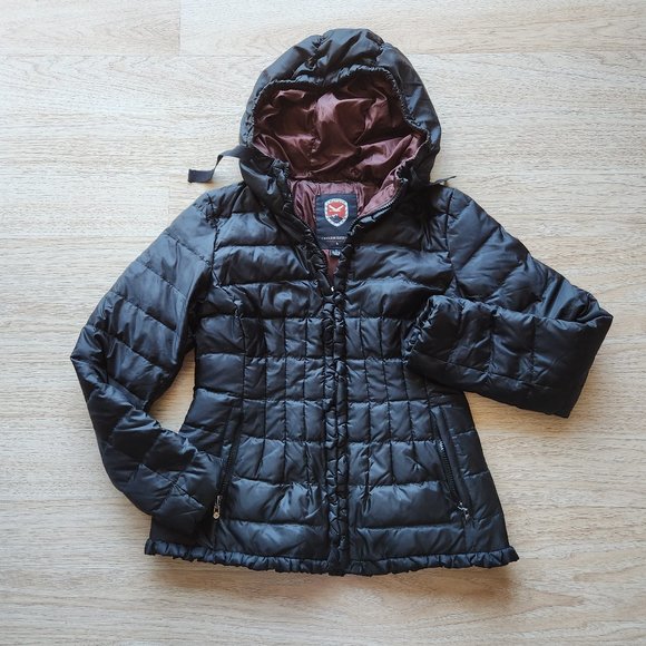I Madison Expedition Down Puffer Hooded Jacket Ruffle Zip Black - Picture 1 of 10